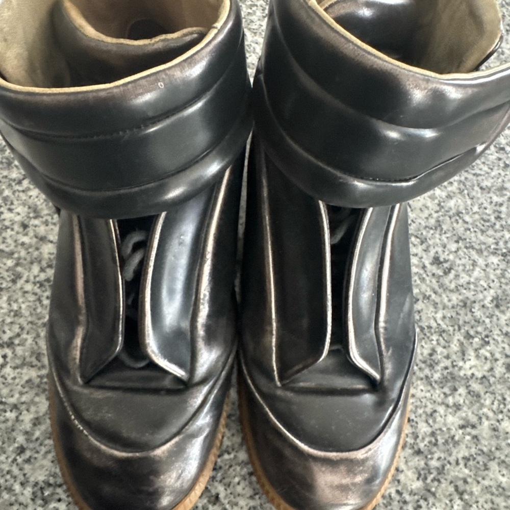 Maison Martin Margiela Metallic Black High-Top Sneakers